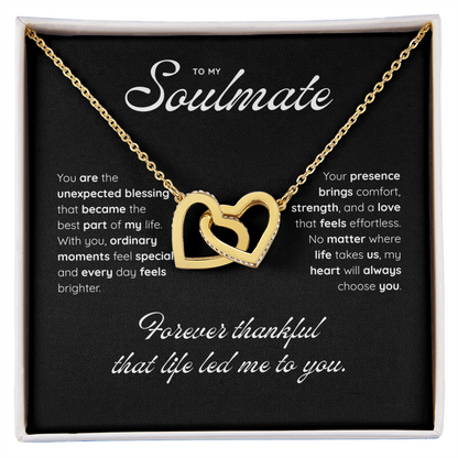 To My Soulmate | My Heart Found Its Match | Interlocking Hearts Necklace