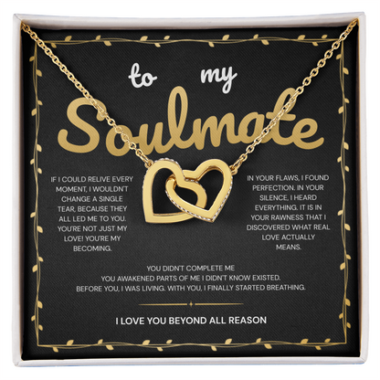 To My Soulmate | My Heart Found Its Forever With You | Interlocking Hearts Necklace