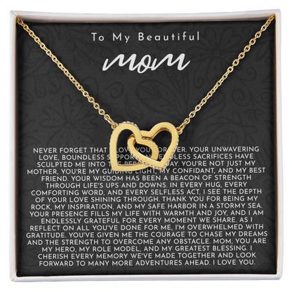 To My Mom | My Guiding Light | Interlocking Hearts Necklace