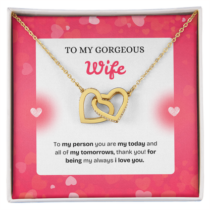 To My Wife | Thank You for Being My Forever | Interlocking Hearts Necklace