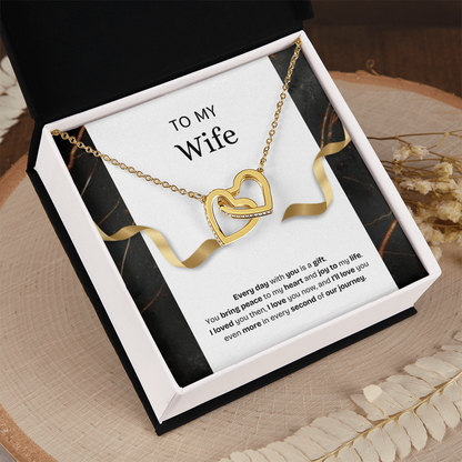 To My Wife | Every Day With You Is a Gift | Interlocking Hearts Necklace
