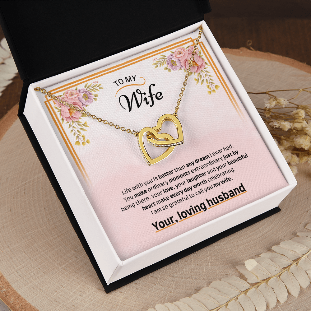 To My Wife | Grateful to Call You Mine | Interlocking Hearts Necklace