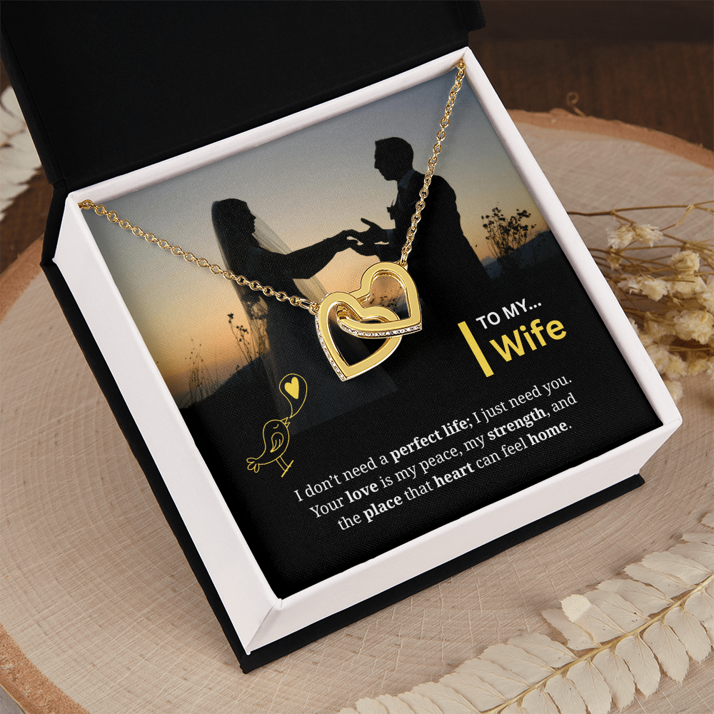 To My Wife | My Heart Feels Home With You | Interlocking Hearts Necklace