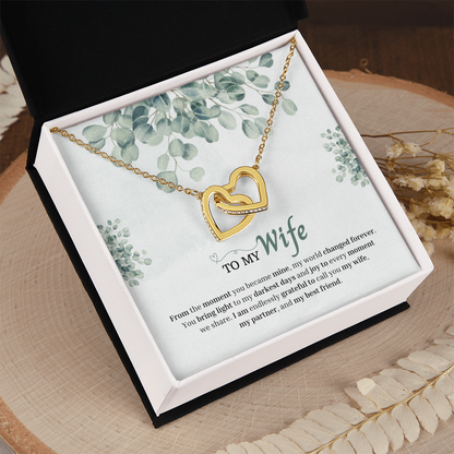 To My Wife | You Changed My World Forever | Interlocking Hearts Necklace