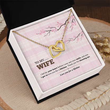 To My Wife | Love You for a Lifetime | Interlocking Hearts Necklace