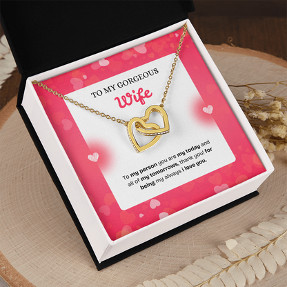 To My Wife | Thank You for Being My Forever | Interlocking Hearts Necklace