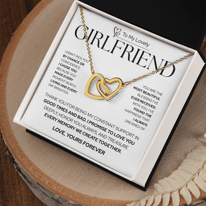 To My Girlfriend | Not by Chance, But by Choice | Interlocking Hearts Necklace