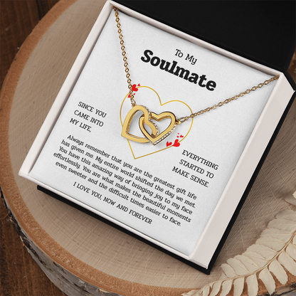 To My Soulmate | You Are My Greatest Gift | Interlocking Hearts Necklace