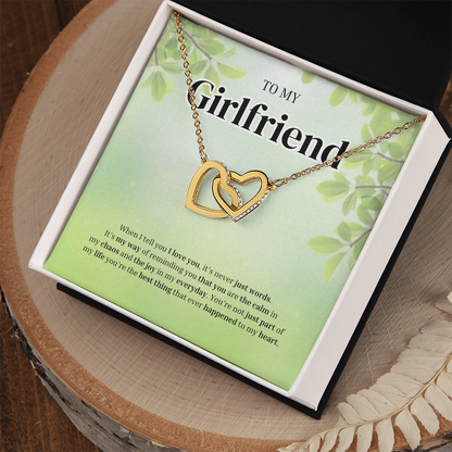To My Girlfriend | Grateful for the Joy You Bring | Interlocking Hearts Necklace
