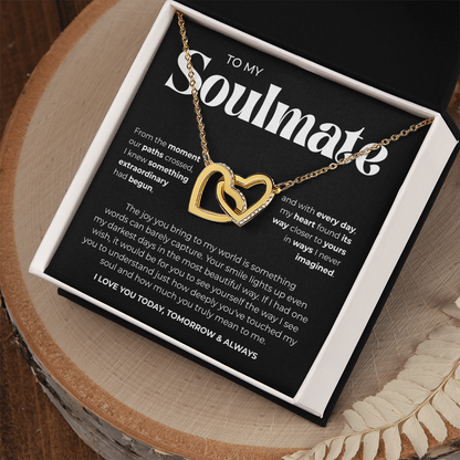 To My Soulmate | Our Story Is My Favorite | Interlocking Hearts Necklace