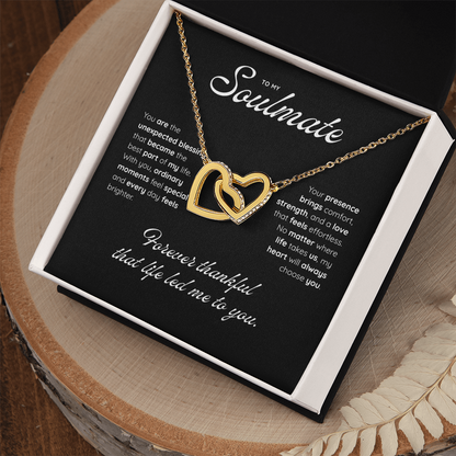 To My Soulmate | My Heart Found Its Match | Interlocking Hearts Necklace