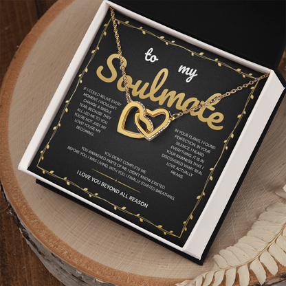 To My Soulmate | My Heart Found Its Forever With You | Interlocking Hearts Necklace