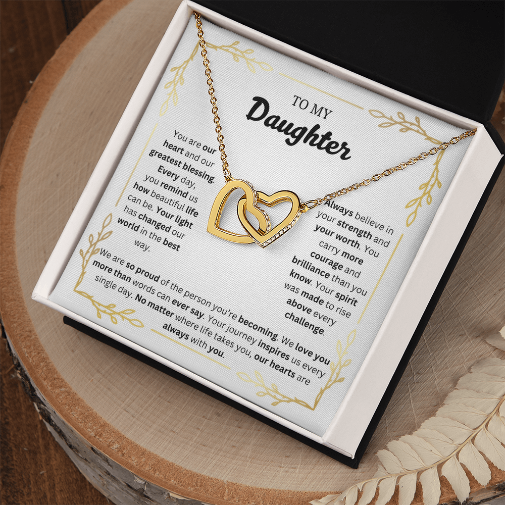 To My Daughter | Proud of the Person You're Becoming | Interlocking Hearts Necklace