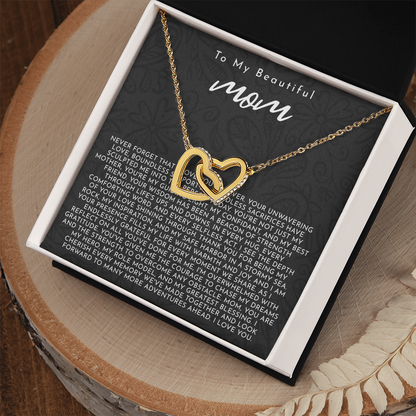To My Mom | My Guiding Light | Interlocking Hearts Necklace