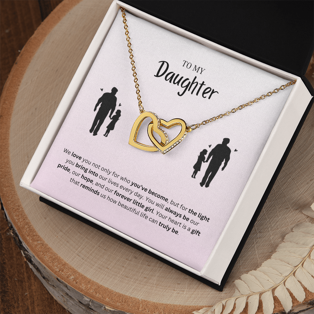To My Daughter | You Make Life More Beautiful | Interlocking Hearts Necklace