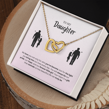 To My Daughter | You Make Life More Beautiful | Interlocking Hearts Necklace