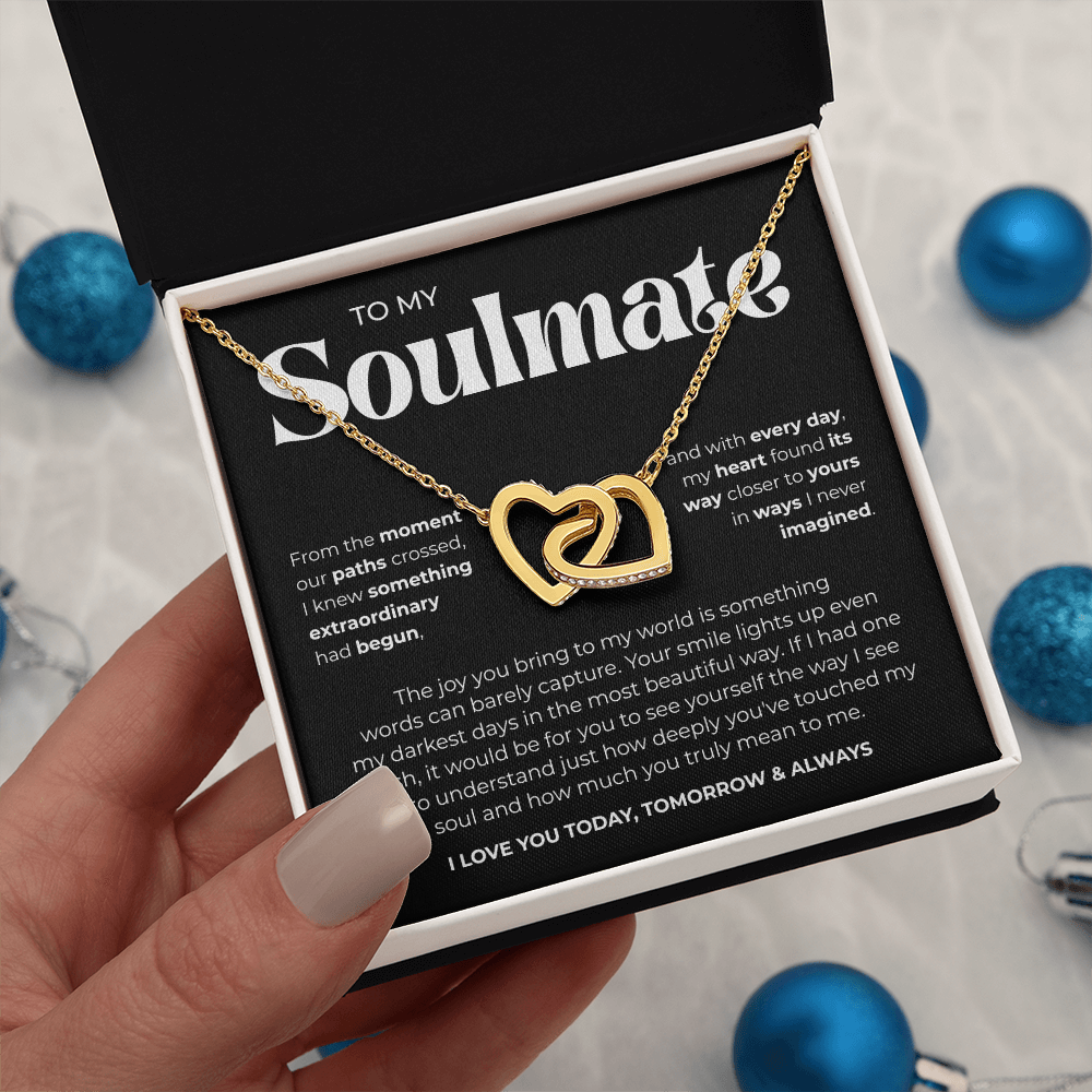 To My Soulmate | Our Story Is My Favorite | Interlocking Hearts Necklace