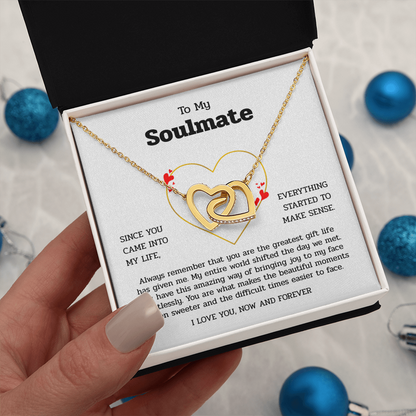 To My Soulmate | You Are My Greatest Gift | Interlocking Hearts Necklace