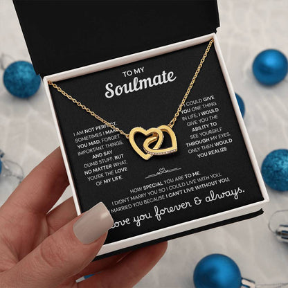 To My Soulmate | A Meaningful Love Gift | Interlocking Hearts Necklace