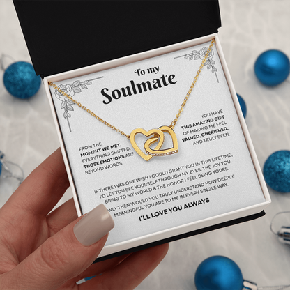 To My Soulmate | A Bond That Means Everything | Interlocking Hearts Necklace
