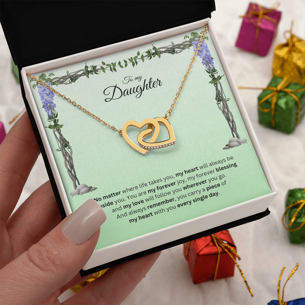 To My Daughter | Your Journey Inspires Me Always | Interlocking Hearts Necklace