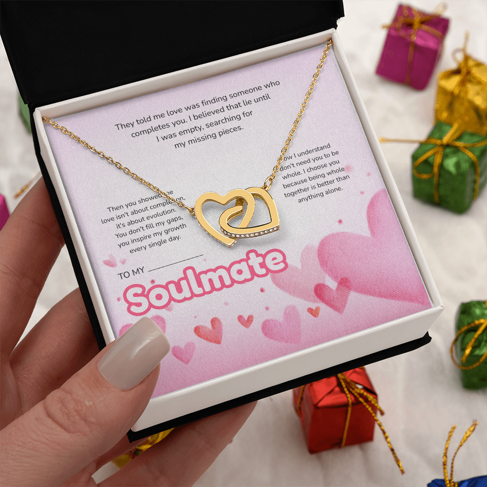 To My Soulmate | Love Led Me to You | Interlocking Hearts Necklace
