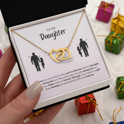 To My Daughter | You Make Life More Beautiful | Interlocking Hearts Necklace