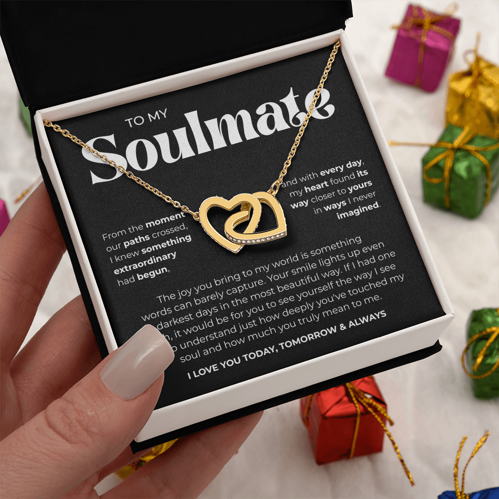 To My Soulmate | Our Story Is My Favorite | Interlocking Hearts Necklace
