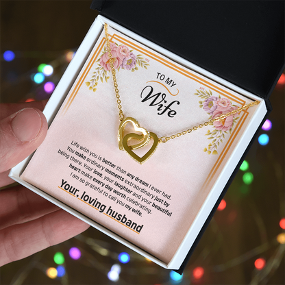 To My Wife | Grateful to Call You Mine | Interlocking Hearts Necklace