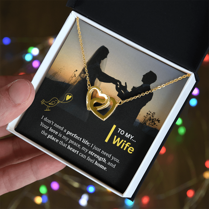 To My Wife | My Heart Feels Home With You | Interlocking Hearts Necklace