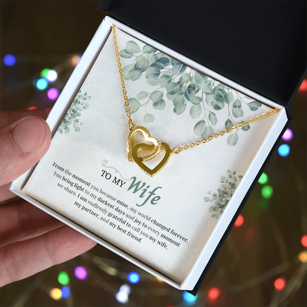 To My Wife | You Changed My World Forever | Interlocking Hearts Necklace