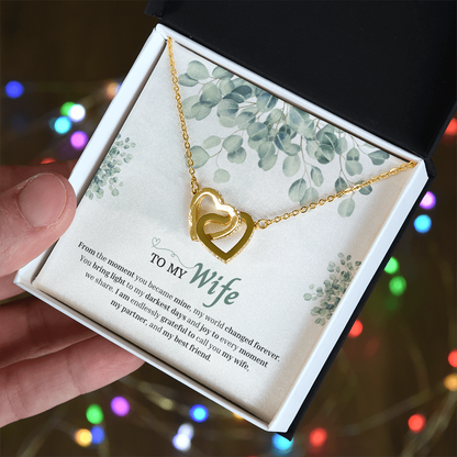 To My Wife | You Changed My World Forever | Interlocking Hearts Necklace