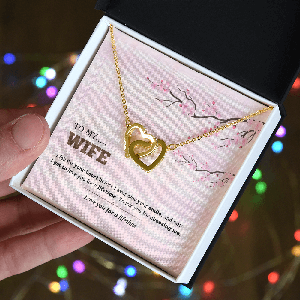 To My Wife | Love You for a Lifetime | Interlocking Hearts Necklace