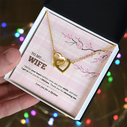 To My Wife | Love You for a Lifetime | Interlocking Hearts Necklace