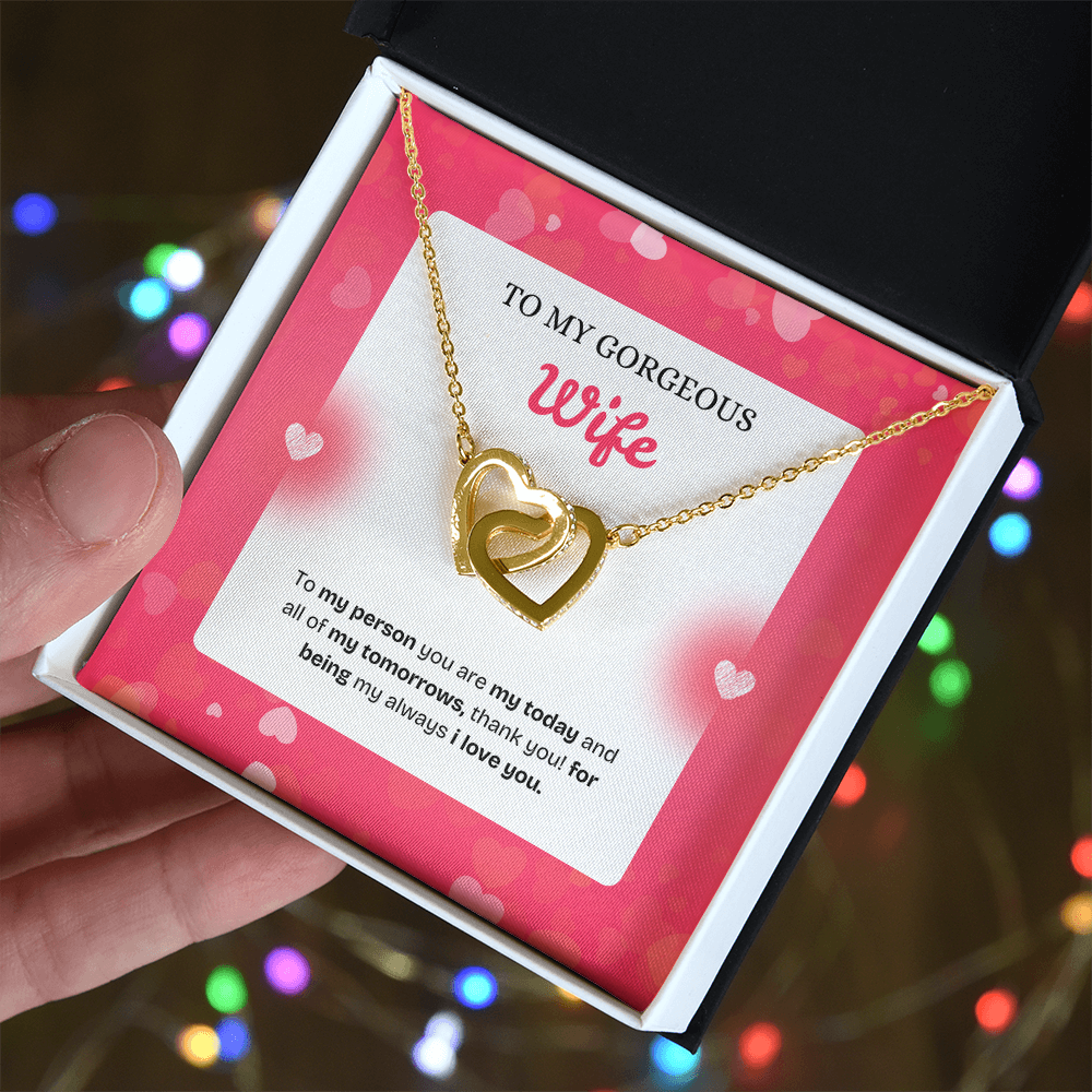 To My Wife | Thank You for Being My Forever | Interlocking Hearts Necklace