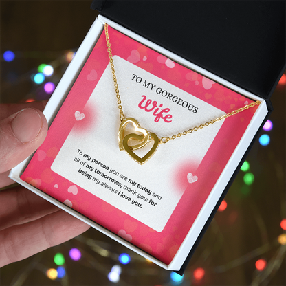 To My Wife | Thank You for Being My Forever | Interlocking Hearts Necklace