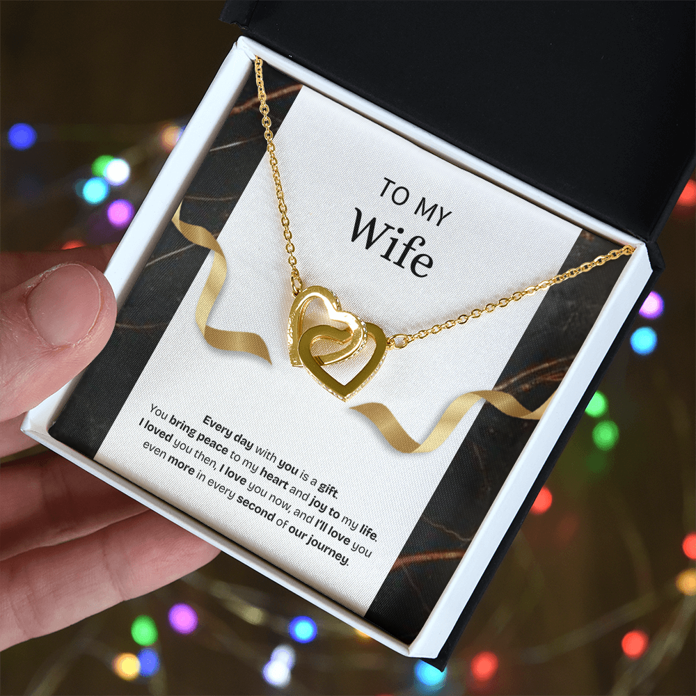 To My Wife | Every Day With You Is a Gift | Interlocking Hearts Necklace