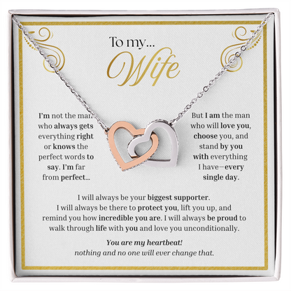 To My Wife | My Unconditional Love for You | Interlocking Hearts Necklace