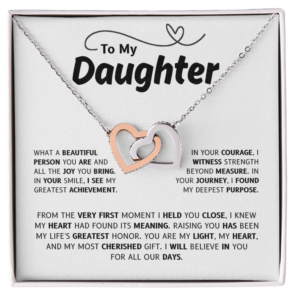 To My Daughter | A Timeless Keepsake From Loving Parents | Interlocking Hearts Necklace