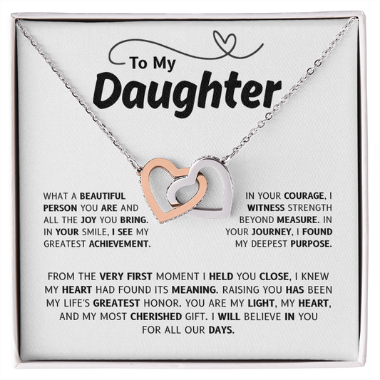 To My Daughter | A Timeless Keepsake From Loving Parents | Interlocking Hearts Necklace