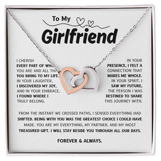 To My Girlfriend | The One I Chose and Cherish | Interlocking Hearts Necklace