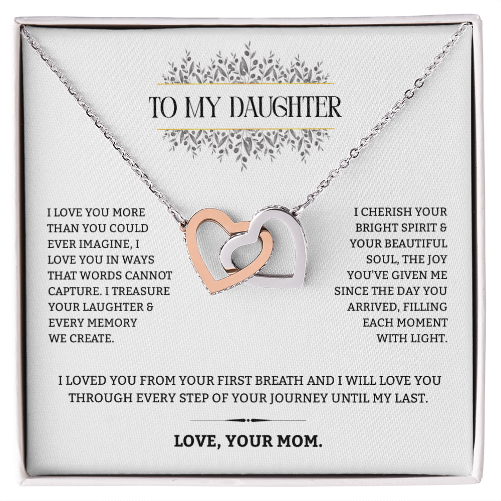 To My Daughter | A Mother's Endless Love | Interlocking Hearts Necklace