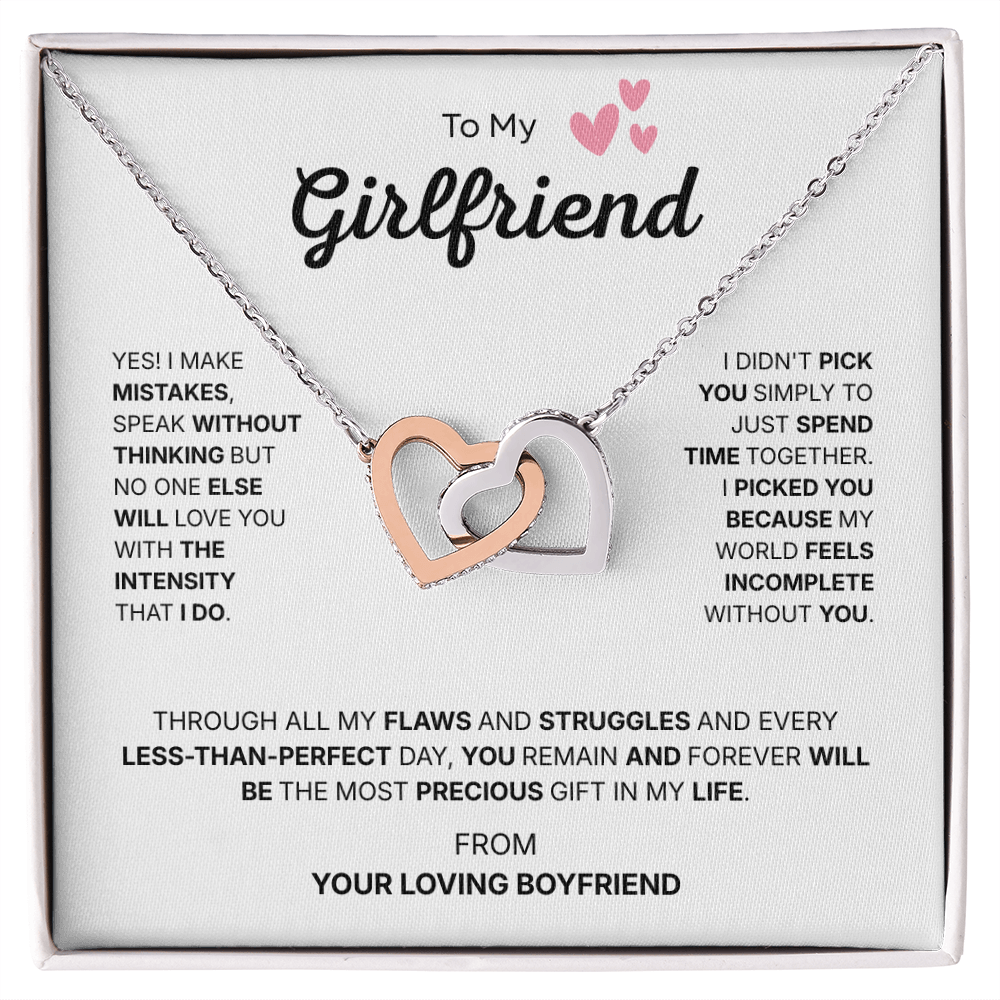 To My Girlfriend | I Picked You Because You Matter Most | Interlocking Hearts Necklace