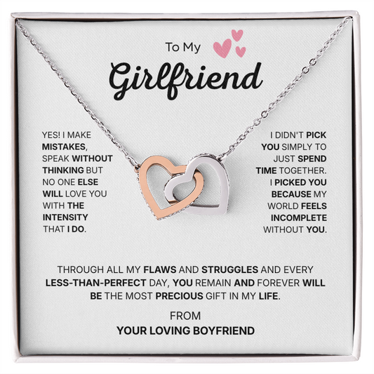 To My Girlfriend | I Picked You Because You Matter Most | Interlocking Hearts Necklace