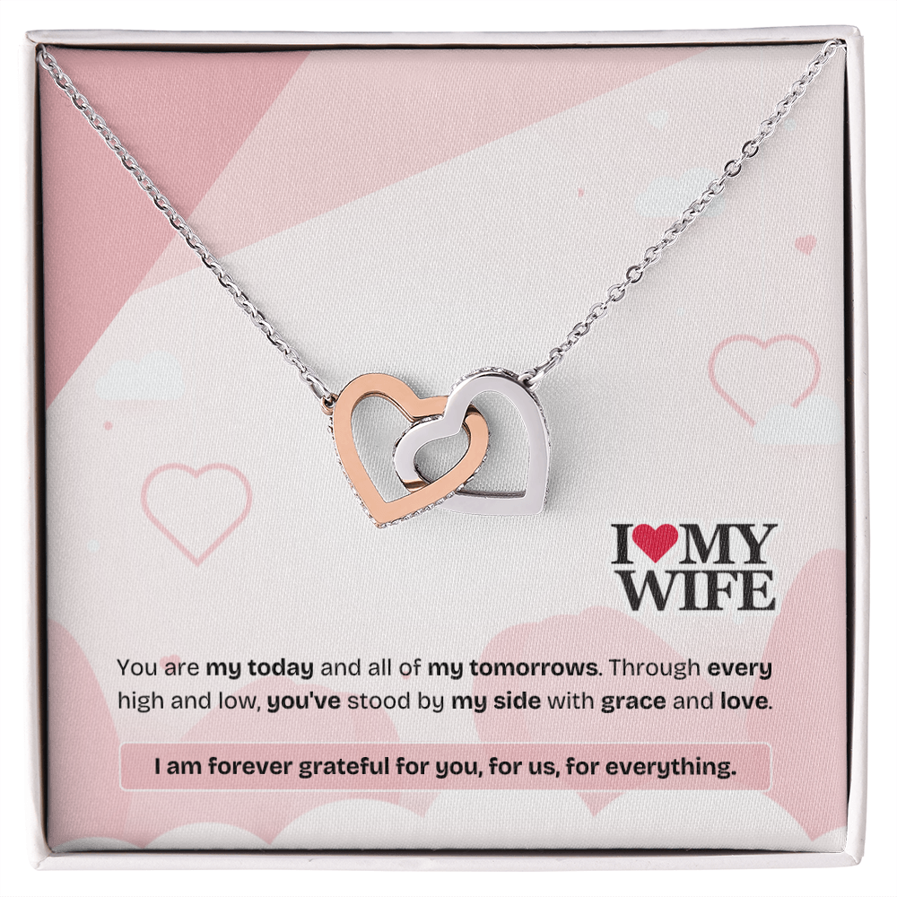 To My Wife | My Heart, My Strength, My Forever | Interlocking Hearts Necklace
