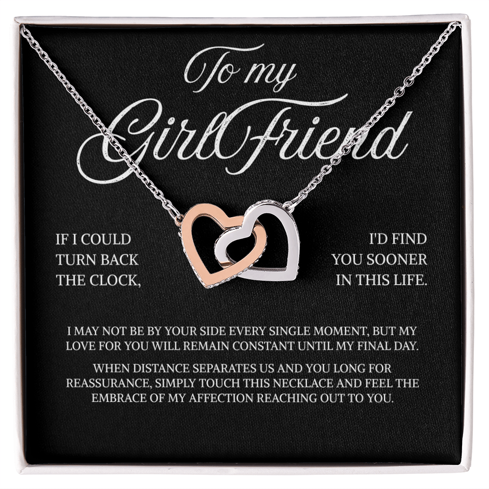To My Girlfriend | Even Distance Can't Change My Love | Interlocking Hearts Necklace