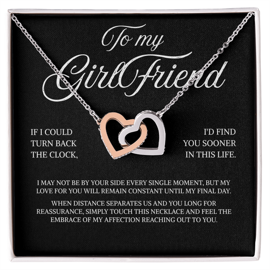 To My Girlfriend | Even Distance Can't Change My Love | Interlocking Hearts Necklace