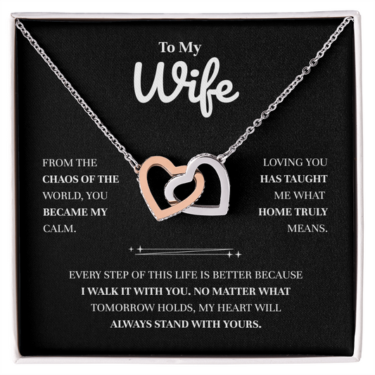 To My Wife | You Are My Place of Peace | Interlocking Hearts Necklace