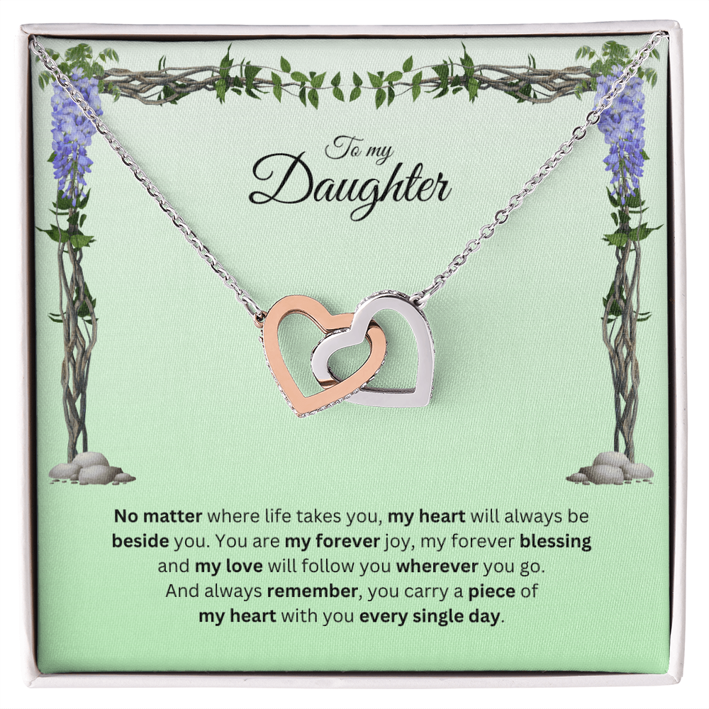 To My Daughter | Your Journey Inspires Me Always | Interlocking Hearts Necklace