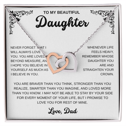 To My Daughter | A Father's Endless Love | Interlocking Hearts Necklace